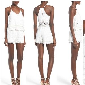 White eyelet / lace romper